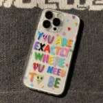 Colorful Word Transparent Silicone Case — iPhone 13 Pro to 17 Pro Max