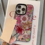Floral Colorful Collage Pattern Lychee Case — iPhone 13 Pro to 17 Pro Max - Image 5