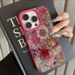 Floral Colorful Collage Pattern Lychee Case — iPhone 13 Pro to 17 Pro Max
