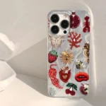Heart-Shaped Stars Crab Fish Floral Case — iPhone 13 Pro to 17 Pro Max