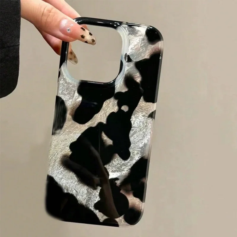 Gradient ink marks laser leopard print phone case for iPhone Pro Max