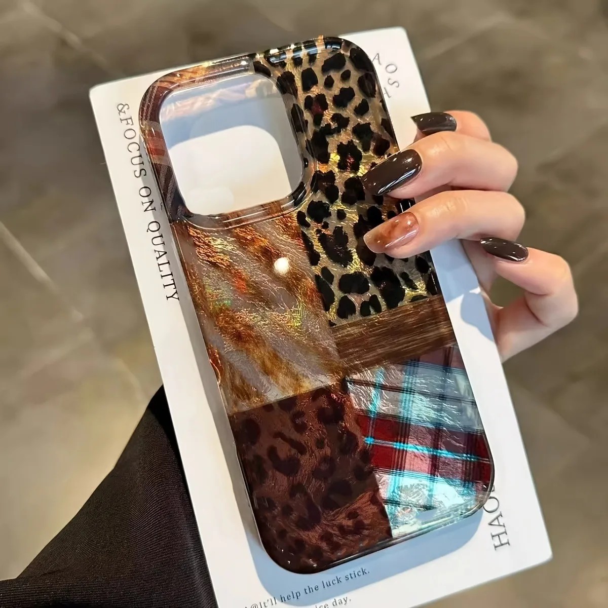 Leopard print and tinfoil design phone case for iPhone Pro Max