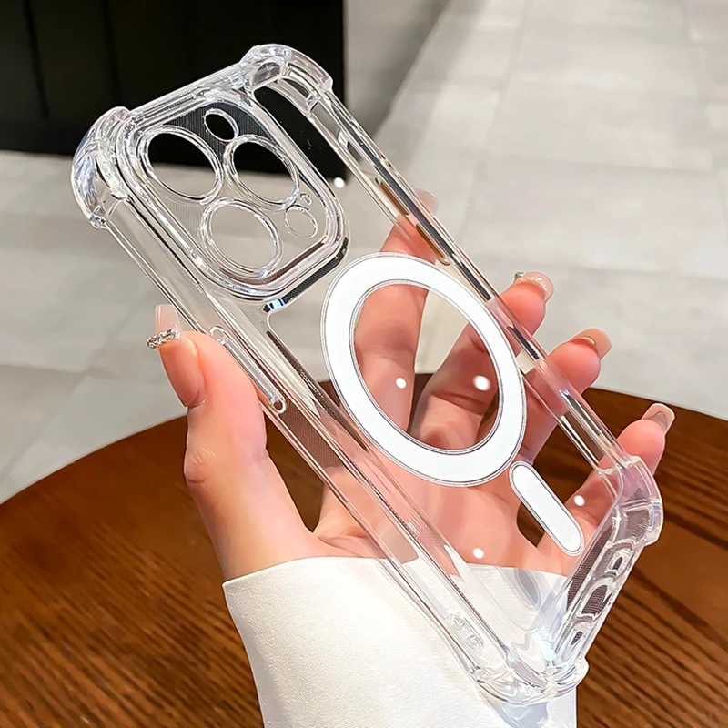 Luxury MagSafe transparent bumper phone case for iPhone Pro Max