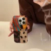 New retro four-color leopard stitching phone case for iPhone Pro Max