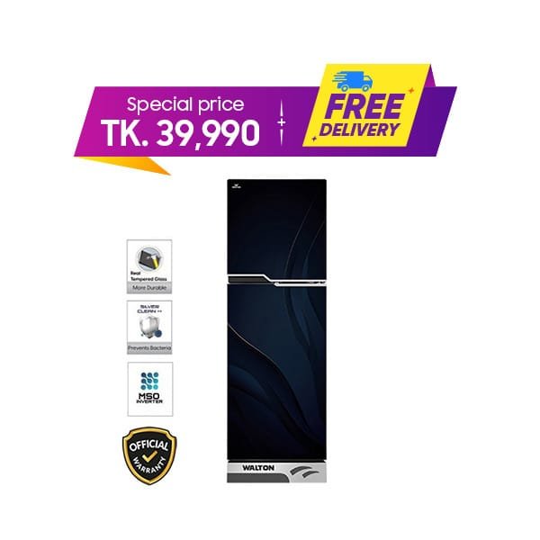 Walton 261L No-Frost Refrigerator (WNM-2F1-GEHE-XX) (BK39-GD) [INVERTER]-Black